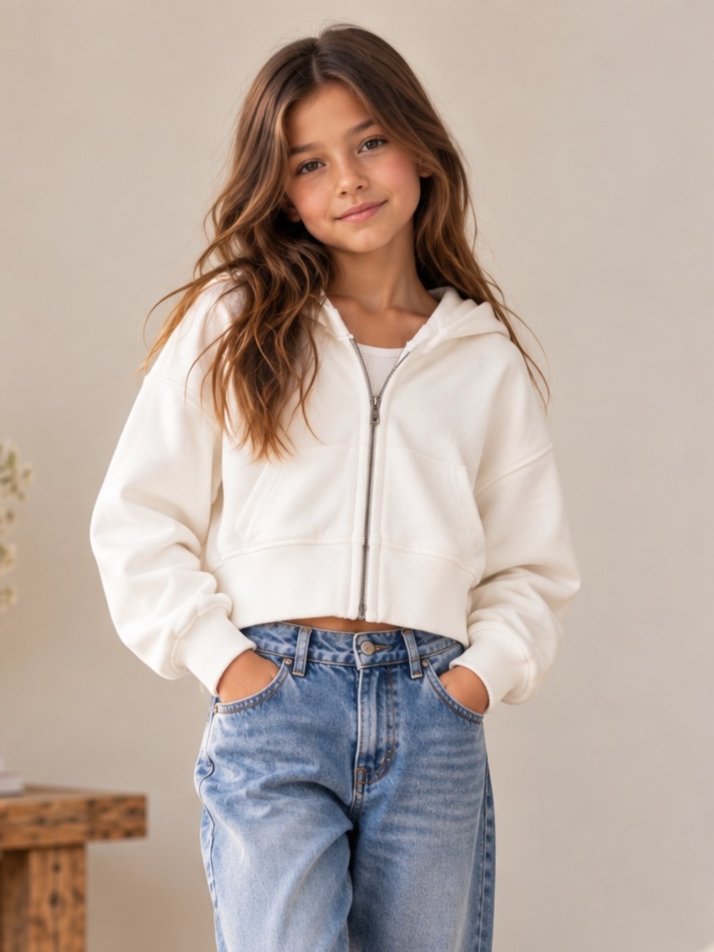 Zara cropped zip sweatshirt ~ size 8-9